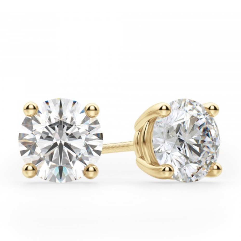 18K Gold Over Sterling Round Cut Stud Earrings